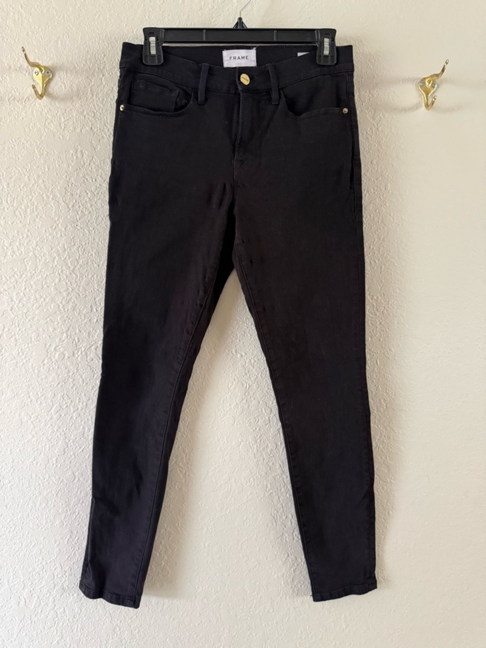 Frame Skinny Jeans Black Size 28 Stretch Five Pocket Good Condition Stretch